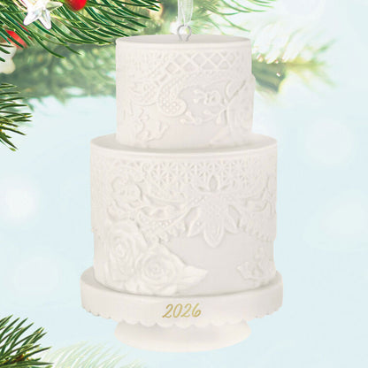 Hallmark Keepsake Christmas Ornament Wedding Cake 2026 Porcelain Ornament