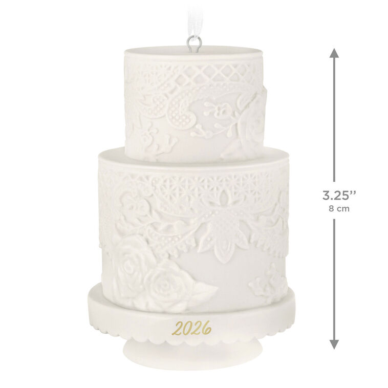 Hallmark Keepsake Christmas Ornament Wedding Cake 2026 Porcelain Ornament