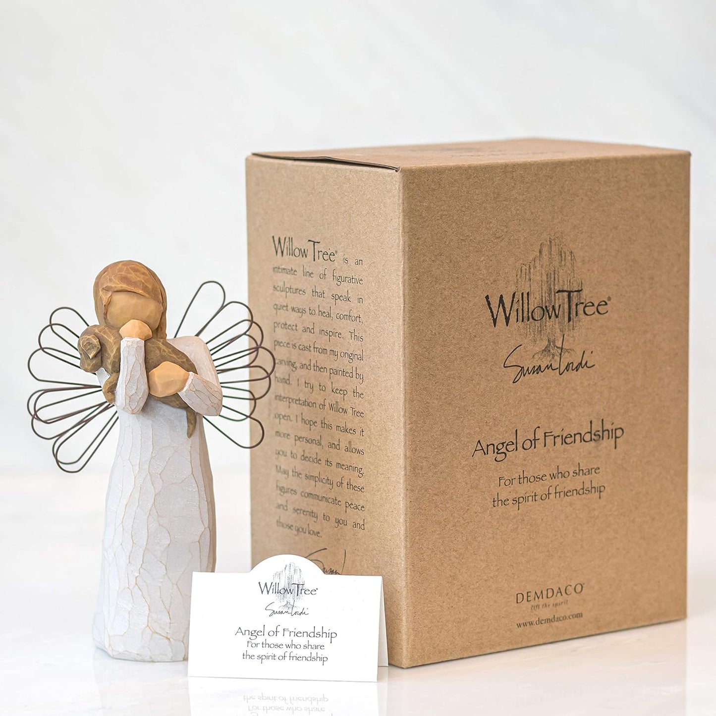 Willow Tree Angel of Friendship, for Those who Share The Spirit of Friendship, Angel Carrying Dog as Reminder of Loyal Pets and Friends, Present and Past, Sculpted Hand-Painted Figure - BCGiftMall