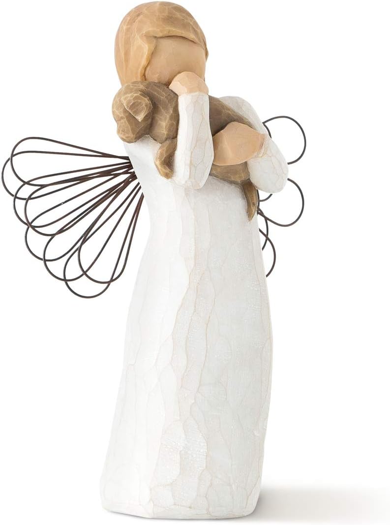 Willow Tree Angel of Friendship, for Those who Share The Spirit of Friendship, Angel Carrying Dog as Reminder of Loyal Pets and Friends, Present and Past, Sculpted Hand-Painted Figure - BCGiftMall