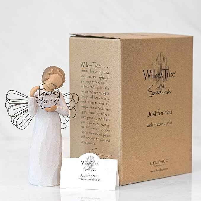 Willow Tree Just for You Angel, with Sincere Thanks, A Gift to Express Appreciation and Thankfulness for Teachers, Volunteers, Donors, Caregivers, Friends, Sculpted Hand-Painted Angel Figure