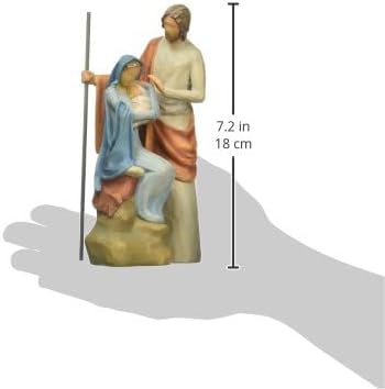 Willow Tree The Holy Family, Mary Holding Jesus, and Joseph, Richly Colored and Carved Foundation Piece for Nativity Collection, Sculpted Hand-Painted Figure - BCGiftMall