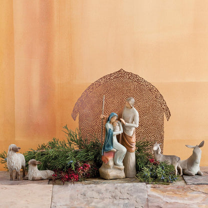 Willow Tree The Holy Family, Mary Holding Jesus, and Joseph, Richly Colored and Carved Foundation Piece for Nativity Collection, Sculpted Hand-Painted Figure - BCGiftMall