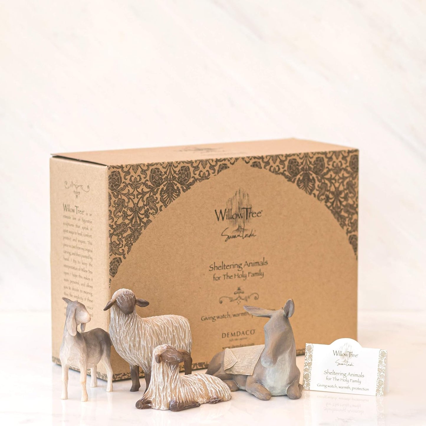 Willow Tree Sheltering Animals for The Holy Family, 4-piece set of animal figures by Susan Lordi 27160 - BCGiftMall