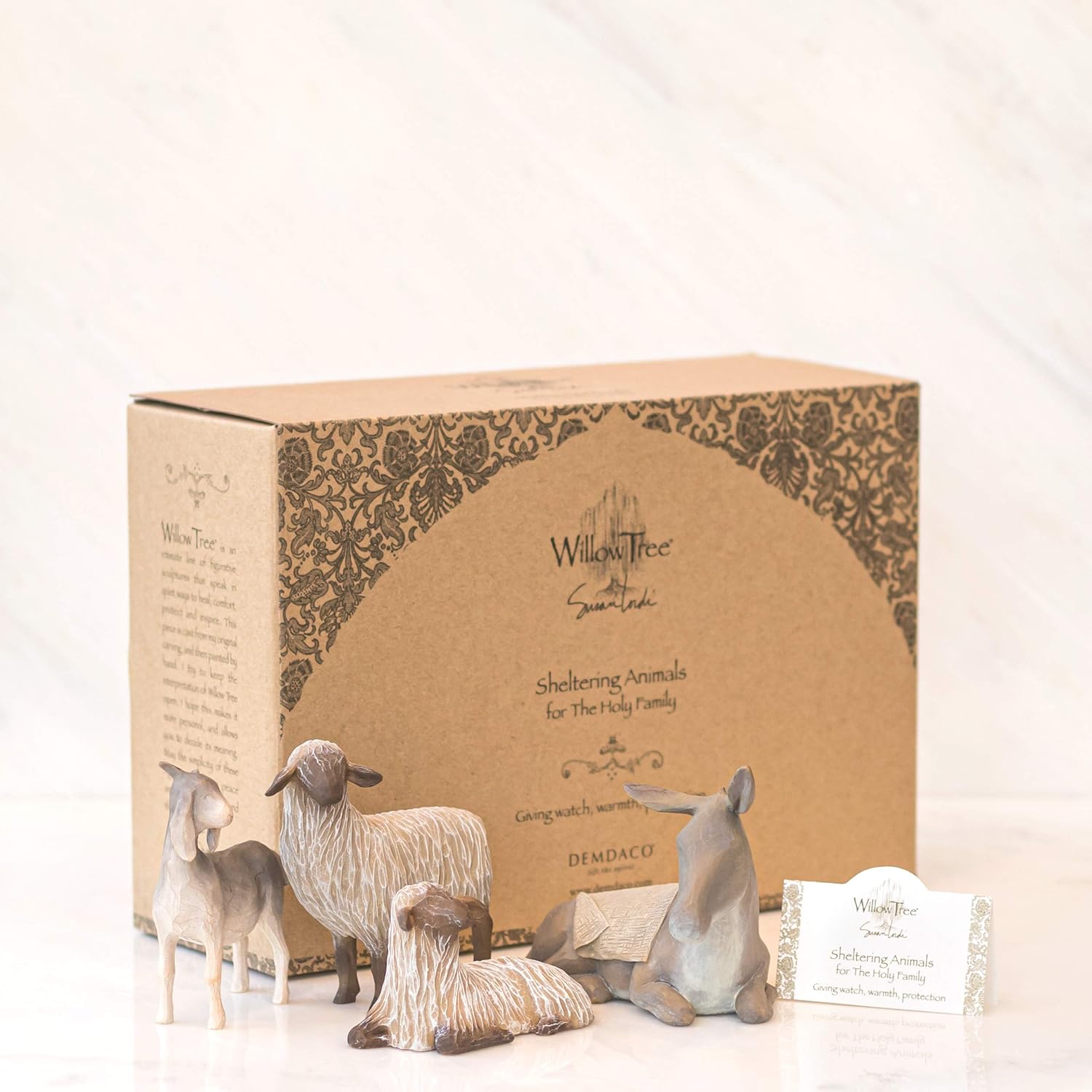 Willow Tree Sheltering Animals for The Holy Family, 4-piece set of animal figures by Susan Lordi 27160 - BCGiftMall