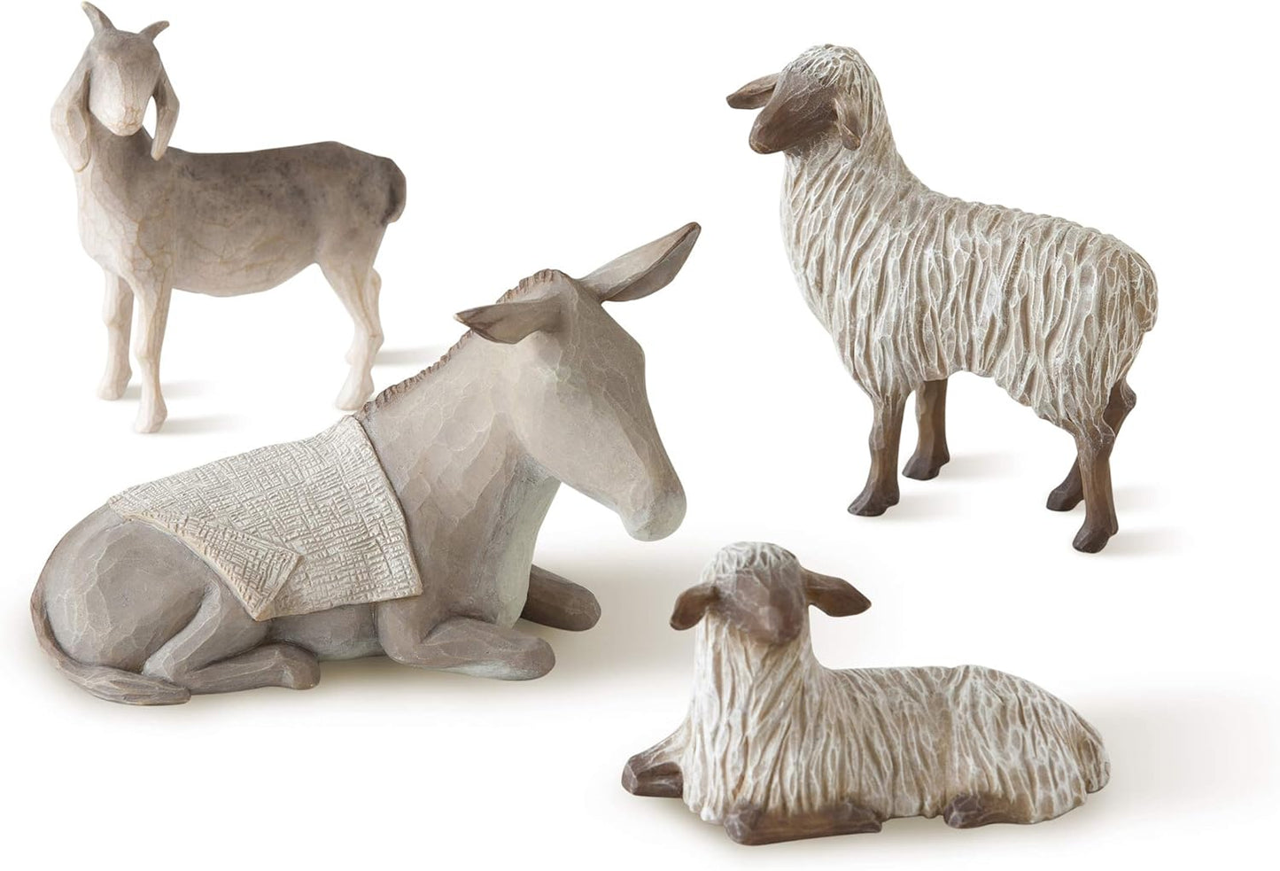 Willow Tree Sheltering Animals for The Holy Family, 4-piece set of animal figures by Susan Lordi 27160 - BCGiftMall