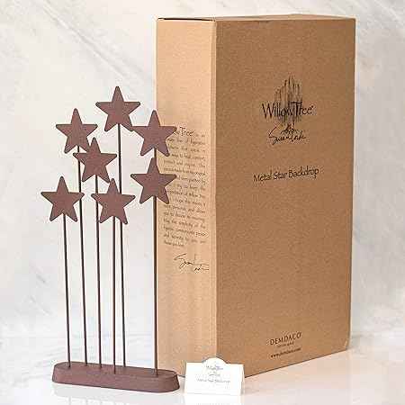 Willow Tree Metal Star Backdrop, Designed for Classic Nativity Collection, Stand Rustic Metal Stars Behind Holy Family or Next to Creche, Hand-Painted Accessory