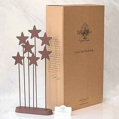Willow Tree Metal Star Backdrop, Designed for Classic Nativity Collection, Stand Rustic Metal Stars Behind Holy Family or Next to Creche, Hand-Painted Accessory