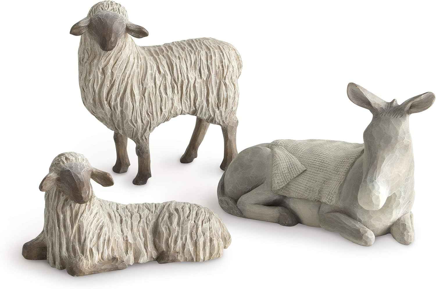 Willow Tree Gentle Animals of The Stable for The Christmas Story, Sculpted Hand-Painted Nativity Figures, 3-Piece Set