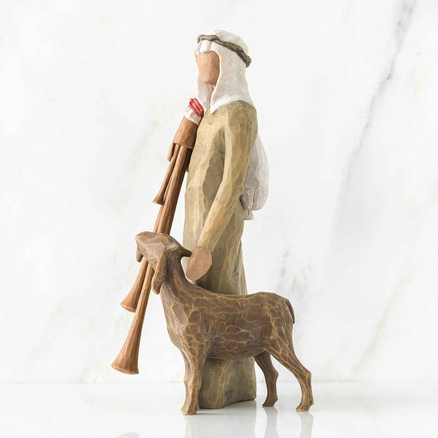 Willow Tree Zampognaro (Shepherd with Bagpipe), Sculpted Hand-Painted Nativity Figure
