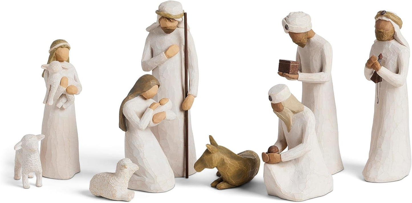Willow Tree Nativity Accessory Figures with The Three Wisemen Plus Shepherd and Stable Animals 7-Piece Set - BCGiftMall