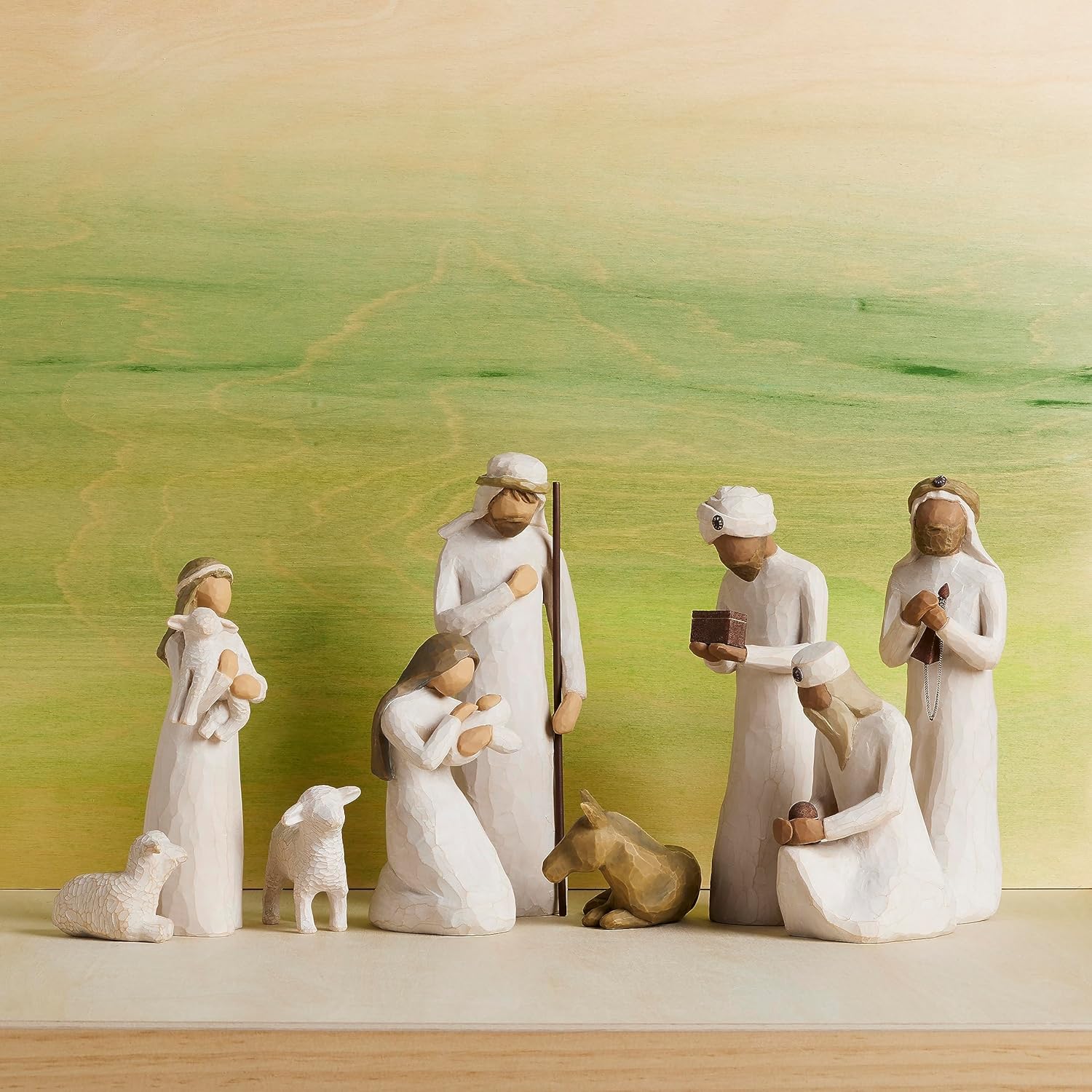 Willow Tree Nativity Accessory Figures with The Three Wisemen Plus Shepherd and Stable Animals 7-Piece Set - BCGiftMall