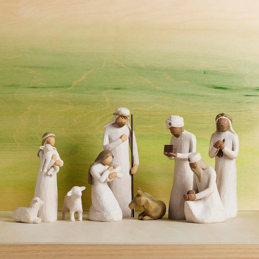 Willow Tree Nativity Accessory Figures with The Three Wisemen Plus Shepherd and Stable Animals 7-Piece Set - BCGiftMall