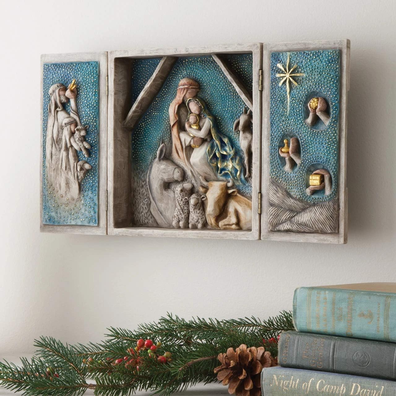 Willow Tree Starry Night Nativity, Sculpted Hand-Painted Nativity Triptych - BCGiftMall