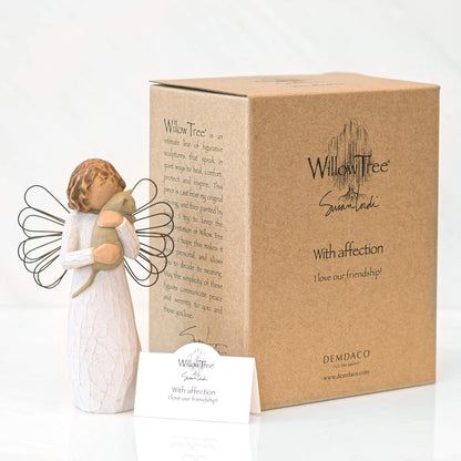 Willow Tree with affection Angel, I Love Our Friendship, Gift to Celebrate Loving Pets and Cat Lovers, Sculpted Hand-Painted Figurine - BCGiftMall