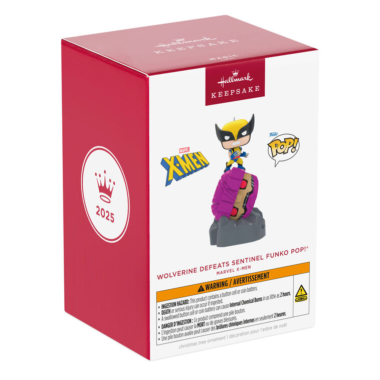 Hallmark Keepsake Christmas Ornament 2025, Marvel X-Men Wolverine Defeats Sentinel Funko POP! with Light, Gifts for Marvel Fans - BCGiftMall