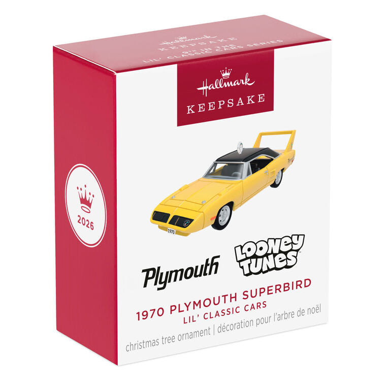 Hallmark 2026 Christmas Ornament Mini Lil' Classic Cars 1970 Plymouth Superbird 2026 Metal Ornament, 0.75"