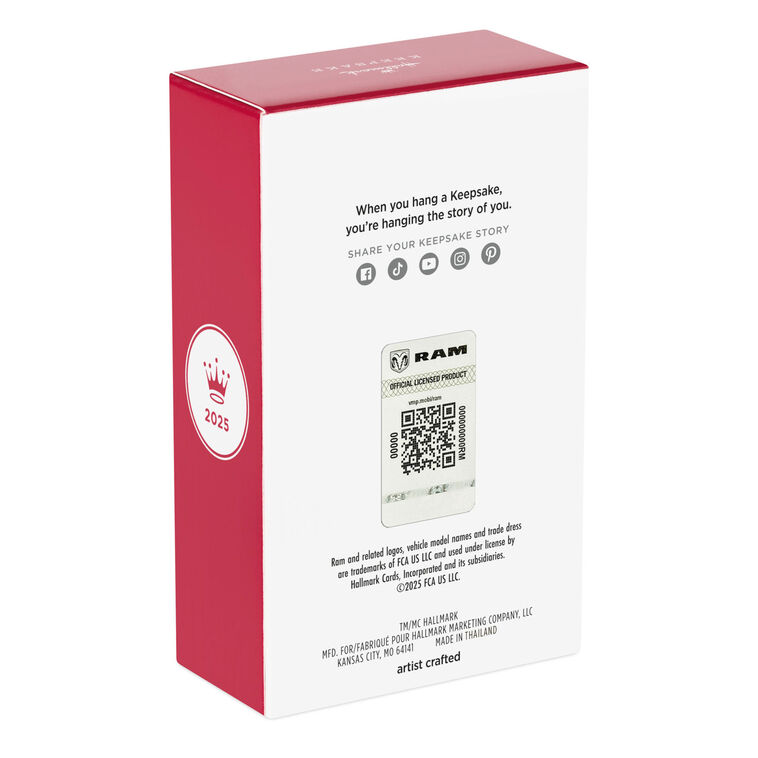 Hallmark Keepsake Christmas Ornament 2025, The Car's The Star Yellowstone 2014 Dodge Ram 3500, TV Show Gifts - BCGiftMall